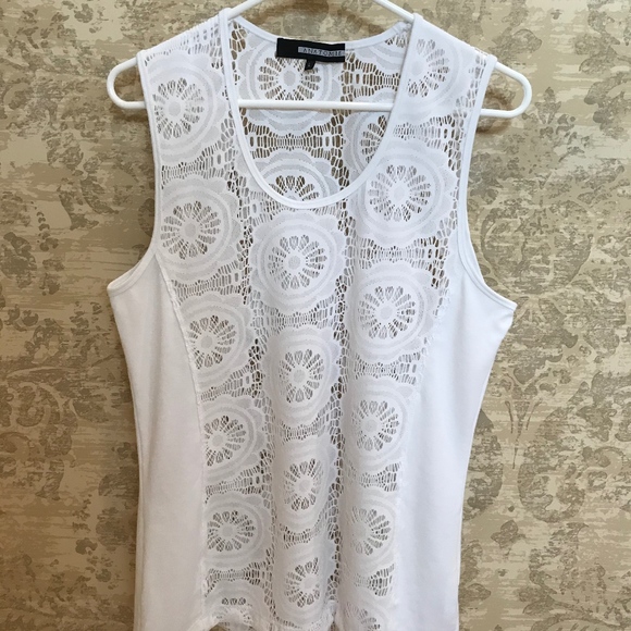 Anatomie Tops - Anatomies White Lace Paneled Tee